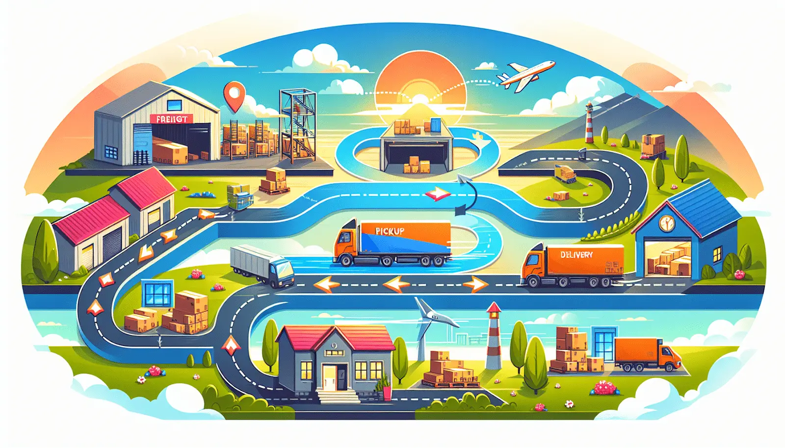An illustration explaining how ltl freight works.