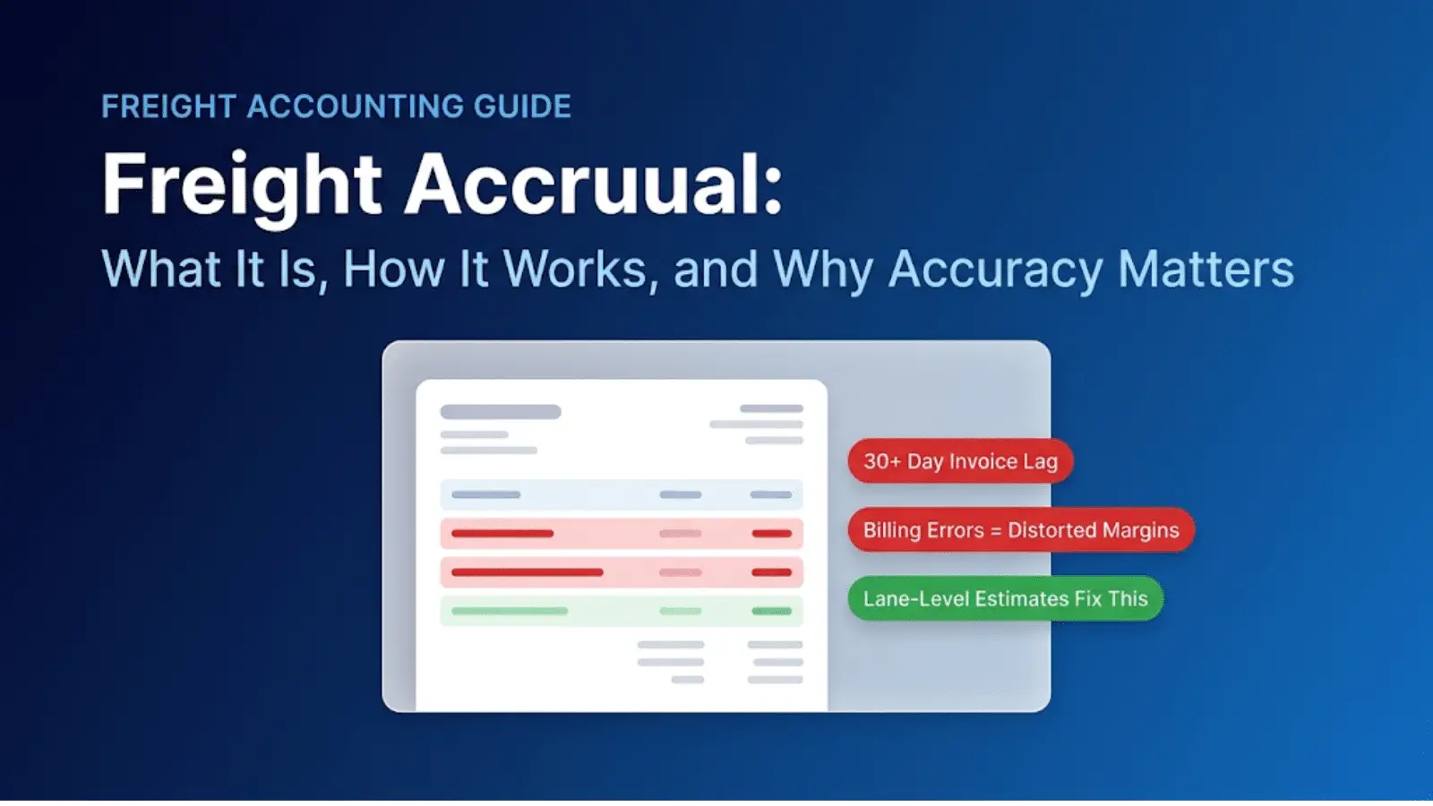 Freight accrual accounting guide showing invoice lag, billing errors, and lane-level estimates that distort freight costs