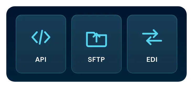 API, SFTP and EDI data exchange methods supported by FreightOptics